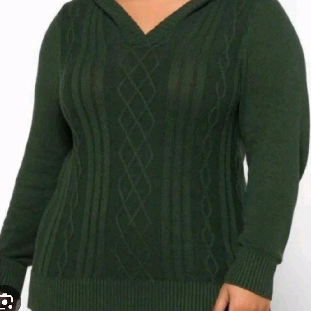 Dark Green Cable Knit Hoodie